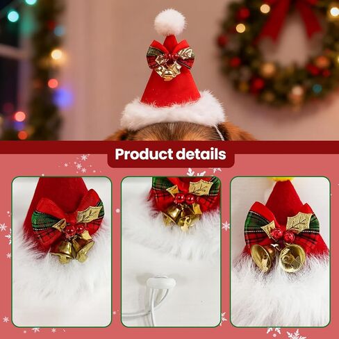 Dog Christmas Hats - Cute Pet Headwear Red Plaid, Festive Santa Hat for Cats & Dogs Holiday Photos in Saudi Arabia