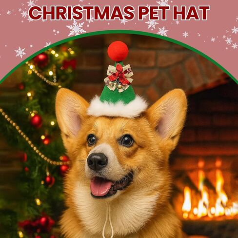 Dog Christmas Hats - Cute Pet Headwear Red Plaid, Festive Santa Hat for Cats & Dogs Holiday Photos in Saudi Arabia