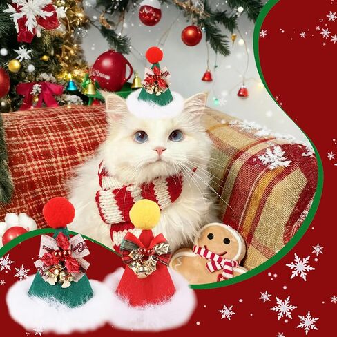 Dog Christmas Hats - Cute Pet Headwear Red Plaid, Festive Santa Hat for Cats & Dogs Holiday Photos in Saudi Arabia