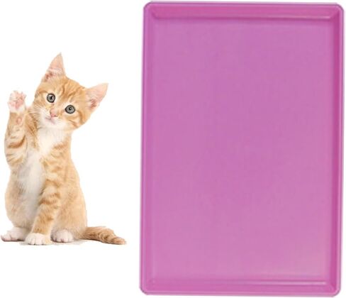 Pet Food Mat Waterproof Rubber for Replacement Tray Dog Crate Cages Crates Avoid Water or Spilling Out Dishwasher Safe Pink 34.8" LX22.6 WX1.4 H in Saudi Arabia