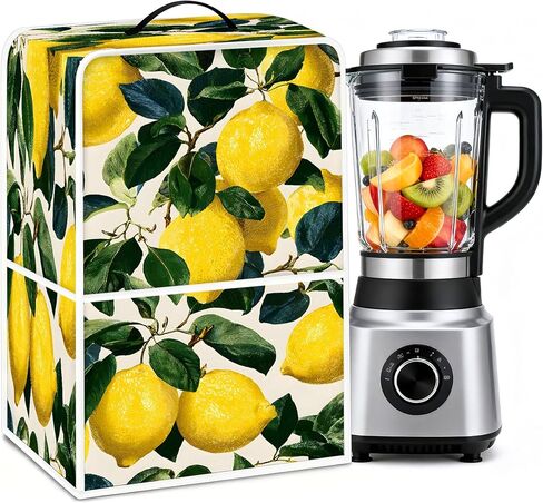 Kitchen Blender Dust Cover with 2 Pockets, Dustproof Cover Compatible with Ninja Foodi, fit Most Countertop Blenders with Handle (Lemon) in Saudi Arabia