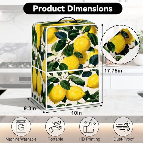 Kitchen Blender Dust Cover with 2 Pockets, Dustproof Cover Compatible with Ninja Foodi, fit Most Countertop Blenders with Handle (Lemon) in Saudi Arabia