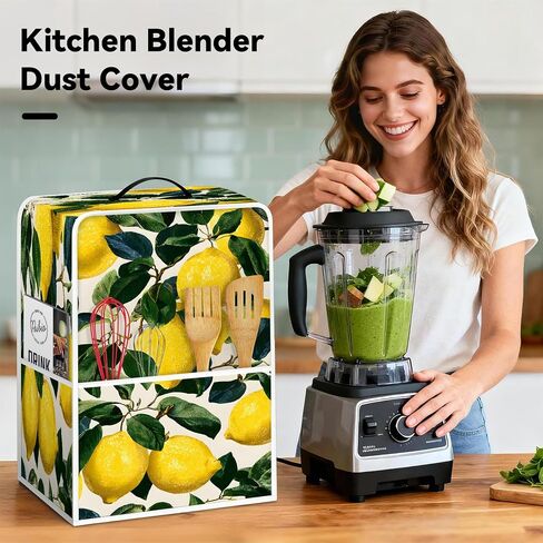Kitchen Blender Dust Cover with 2 Pockets, Dustproof Cover Compatible with Ninja Foodi, fit Most Countertop Blenders with Handle (Lemon) in Saudi Arabia