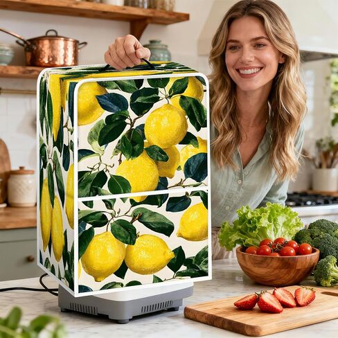 Kitchen Blender Dust Cover with 2 Pockets, Dustproof Cover Compatible with Ninja Foodi, fit Most Countertop Blenders with Handle (Lemon) in Saudi Arabia