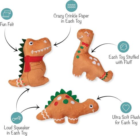 Fringe Studio Pet Toy, Waddle Squad Penguins Plush Dog Toy 3 Piece Set, PetShop Collection (662195) in Kuwait