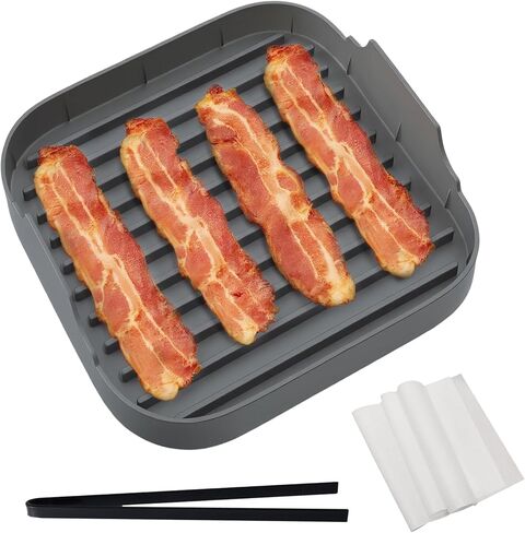 Microwave Bacon Tray -10 Inch Large Silicone Food Grade Bacon Pot, Gray, Suitable For Microwave Cooking in Saudi Arabia