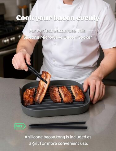 Microwave Bacon Tray -10 Inch Large Silicone Food Grade Bacon Pot, Gray, Suitable For Microwave Cooking in Saudi Arabia