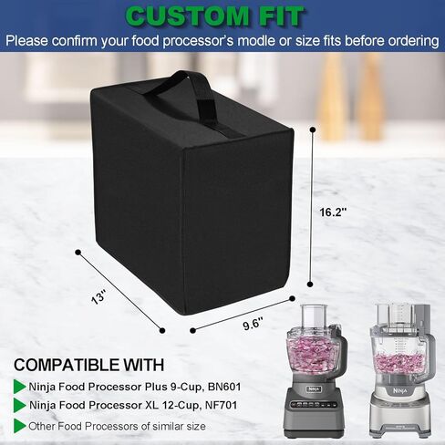Food Processor Cover for Ninja, Heavy Duty Waterproof Dustproof Food Processor Protective Cover Case for Ninja Food Processors Plus 9-Cup, BN601/XL 12-Cup, NF701 (Gray) in Saudi Arabia