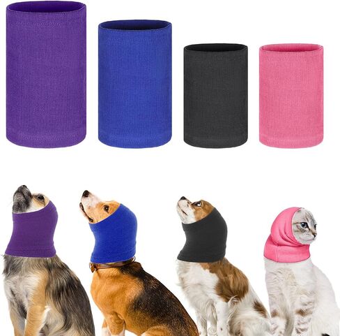 4 Pcs 3 Size Dog Ear Muffs, Stretchy Hoodie for Dog, Non-Noise Dogs Ear Muffs, Cute Dogs Ears Covers for Neck Warmer Bath Grooming Drying Noise Protection(Small/Medium/Large) in Saudi Arabia