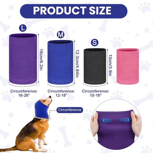 4 Pcs 3 Size Dog Ear Muffs, Stretchy Hoodie for Dog, Non-Noise Dogs Ear Muffs, Cute Dogs Ears Covers for Neck Warmer Bath Grooming Drying Noise Protection(Small/Medium/Large) in Saudi Arabia