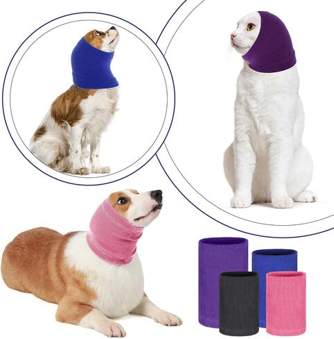 4 Pcs 3 Size Dog Ear Muffs, Stretchy Hoodie for Dog, Non-Noise Dogs Ear Muffs, Cute Dogs Ears Covers for Neck Warmer Bath Grooming Drying Noise Protection(Small/Medium/Large) in Saudi Arabia