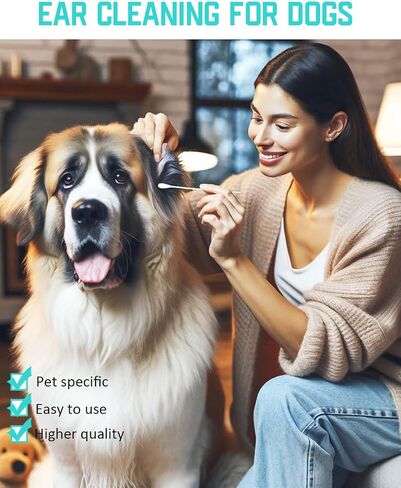 Large Cotton Swabs for Dog Ear Cleaning, 100PCS, 7 Inch Bamboo Cotton Swabs – Extra Long, Biodegradable & Safe Ear Care Swabs for Pets, Grooming, and Wax Removal in Saudi Arabia