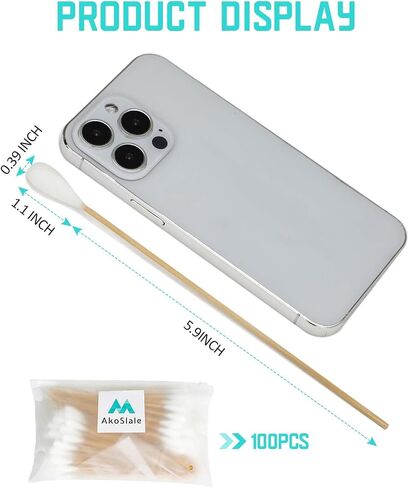Large Cotton Swabs for Dog Ear Cleaning, 100PCS, 7 Inch Bamboo Cotton Swabs – Extra Long, Biodegradable & Safe Ear Care Swabs for Pets, Grooming, and Wax Removal in Saudi Arabia