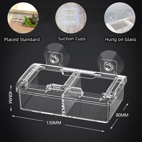 Escape Proof Reptile Feeding Dishes with Suction Cups, Plastic Anti-Escape Mealworms Bug Food Bowl for Lizard Leopard Gecko Chameleon Terrarium Tank Accessories in Saudi Arabia
