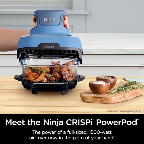 نظام طهي مقلاة هوائية زجاجية محمولة 5 في 1 من Ninja Crispi، 4-QT، مع 3 حاويات زجاجية TempWare، وألواح وأغطية درج، 1500 وات in Kuwait