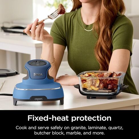 نظام طهي مقلاة هوائية زجاجية محمولة 5 في 1 من Ninja Crispi، 4-QT، مع 3 حاويات زجاجية TempWare، وألواح وأغطية درج، 1500 وات in Kuwait