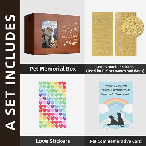 Pet Urns for Cats or Dogs Ashes with Photo Frame, Wooden Memory Box for Keepsakes with Black Flannel as Lining, Cat Memorials Cremation Urns for Ashes(Brown Medium) in Saudi Arabia