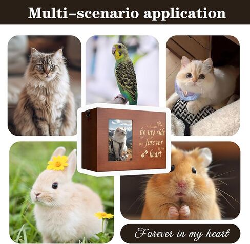 Pet Urns for Cats or Dogs Ashes with Photo Frame, Wooden Memory Box for Keepsakes with Black Flannel as Lining, Cat Memorials Cremation Urns for Ashes(Brown Medium) in Saudi Arabia