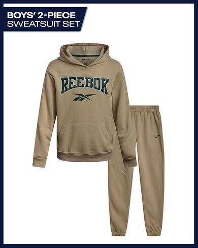طقم الركض للأولاد من ريبوك - قطعتين سويت شيرت بغطاء رأس صوف وبنطلون رياضي (4-10) in Kuwait