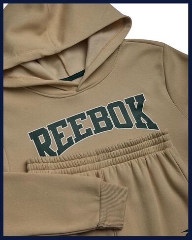 طقم الركض للأولاد من ريبوك - قطعتين سويت شيرت بغطاء رأس صوف وبنطلون رياضي (4-10) in Kuwait