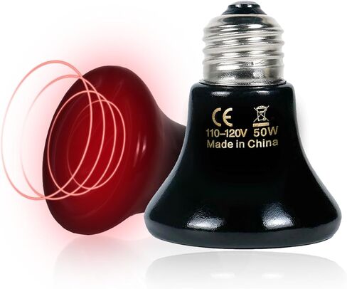 Non-Light Emitting, 24/7 Safe Heating: 50W Ceramic Heat Emitter (2-Pack) Reptile Heat Lamp for Terrariums, Brooders & Incubators. E26 for Turtle Lizard Bearded Dragon Snake Small Pets in Saudi Arabia