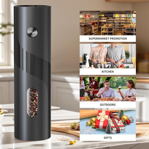 Electric Pepper Grinder, Sleek Matte Finish, CD Button,4.06 fl oz Capacity, LED Indicator（Without Battery) in Saudi Arabia