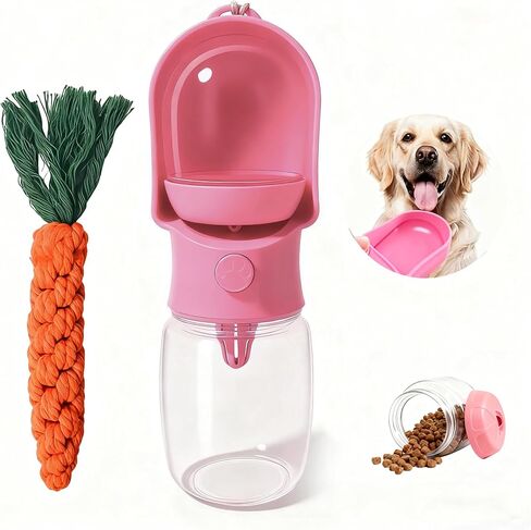 11OZ Portable Dog Water Bottle with Food Container | BPA-Free | Leak-Proof | Perfect for Outdoor Walks (Blue, 11OZ) in Saudi Arabia