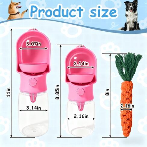 11OZ Portable Dog Water Bottle with Food Container | BPA-Free | Leak-Proof | Perfect for Outdoor Walks (Blue, 11OZ) in Saudi Arabia