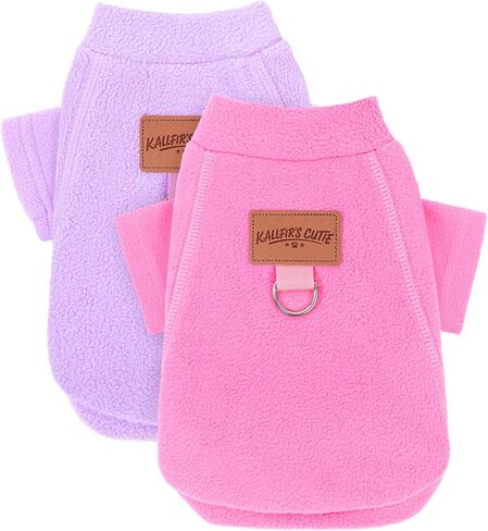 2 Pieces Dog Sweaters with Leash Ring Fleece Dog Winter Clothes for Small Dogs Girl Boy Turtleneck Pet Sweatshirt Puppy Pullover Sweaters Cat Apparel Clothing,XXS, Pink and Purple in Saudi Arabia