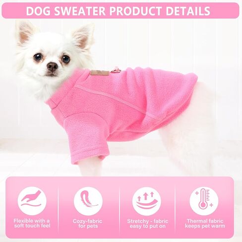 2 Pieces Dog Sweaters with Leash Ring Fleece Dog Winter Clothes for Small Dogs Girl Boy Turtleneck Pet Sweatshirt Puppy Pullover Sweaters Cat Apparel Clothing,XXS, Pink and Purple in Saudi Arabia