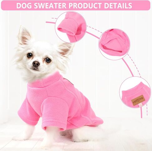 2 Pieces Dog Sweaters with Leash Ring Fleece Dog Winter Clothes for Small Dogs Girl Boy Turtleneck Pet Sweatshirt Puppy Pullover Sweaters Cat Apparel Clothing,XXS, Pink and Purple in Saudi Arabia