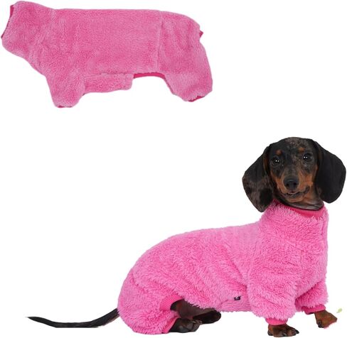 Dachshund Dog Fleece Jumpsuit Turtleneck Sweater, Suitable for Dachshunds, Winter Soft Cozy Dog Pajamas Clothes (Dark Green, Small) in Saudi Arabia