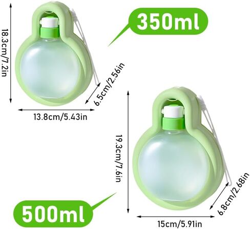 Green Pet Outdoor Water Bottle with Dual Capacity Options 500ml/350ml, Leak-Proof, Food-Grade Plastic, Portable for Travel, 500ml in Saudi Arabia