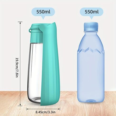 1PC Portable Dog Water Bottle Durable Plastic Foldable Bowl One Hand Use Fits Small to Large Breeds for Hiking Travel Outdoor, 550ML, Blue in Saudi Arabia