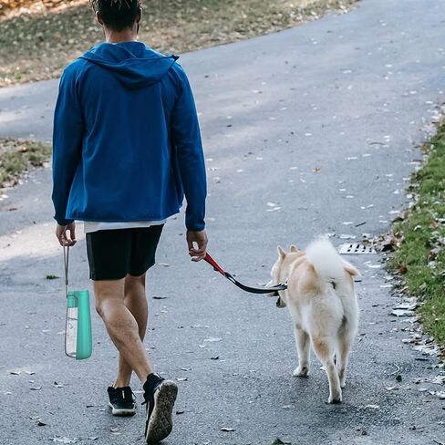 1PC Portable Dog Water Bottle Durable Plastic Foldable Bowl One Hand Use Fits Small to Large Breeds for Hiking Travel Outdoor, 550ML, Blue in Saudi Arabia