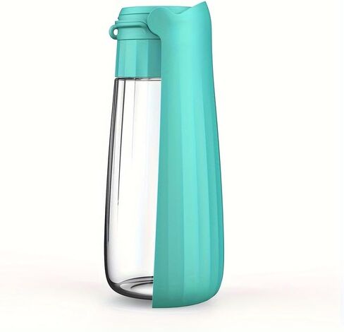 1PC Portable Dog Water Bottle Durable Plastic Foldable Bowl One Hand Use Fits Small to Large Breeds for Hiking Travel Outdoor, 550ML, Blue in Saudi Arabia