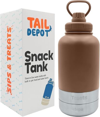 زجاجة مياه محمولة للكلاب من Tail Depot للوجبات الخفيفة، زجاجات مياه للحيوانات الأليفة للجرو مع حاوية طعام، موزع للحيوانات الأليفة مانع للتسرب للقطط والحيوانات الصغيرة وإكسسوارات هدايا الكلاب للمشي والمشي لمسافات طويلة (1 لتر) in Kuwait