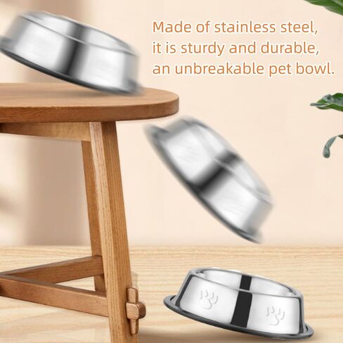 Stainless Steel Dog Bowl for 5.51-11.02 lbs Canines Durable Anti-Slip Food Water Feeding Dish with Non-Slip Base for Small to Medium Dogs in Saudi Arabia