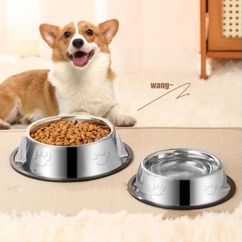 Stainless Steel Dog Bowl for 5.51-11.02 lbs Canines Durable Anti-Slip Food Water Feeding Dish with Non-Slip Base for Small to Medium Dogs in Saudi Arabia