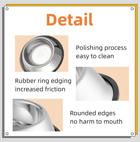 Stainless Steel Dog Bowl for 5.51-11.02 lbs Canines Durable Anti-Slip Food Water Feeding Dish with Non-Slip Base for Small to Medium Dogs in Saudi Arabia
