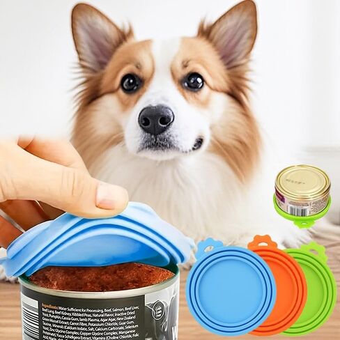 3 Pack Pet Food Can Covers, Safe Silicone Can Lids for Dog & Cat Food Cans (Green + Blue + Orange) in Saudi Arabia