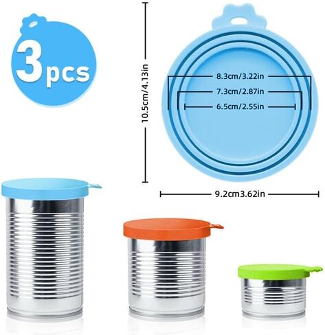 3 Pack Pet Food Can Covers, Safe Silicone Can Lids for Dog & Cat Food Cans (Green + Blue + Orange) in Saudi Arabia