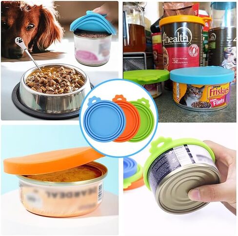 3 Pack Pet Food Can Covers, Safe Silicone Can Lids for Dog & Cat Food Cans (Green + Blue + Orange) in Saudi Arabia