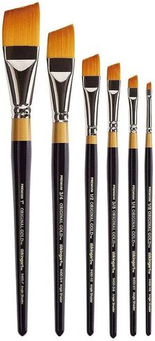 KINGART Premium Original Gold 9400-1 1/2 Angular Shader Series Artist Brush, Golden Taklon Synthetic Hair, Short Handle, for Acrylic, Watercolor, Oil and Gouache Painting, Size 1 1/2" in Kuwait