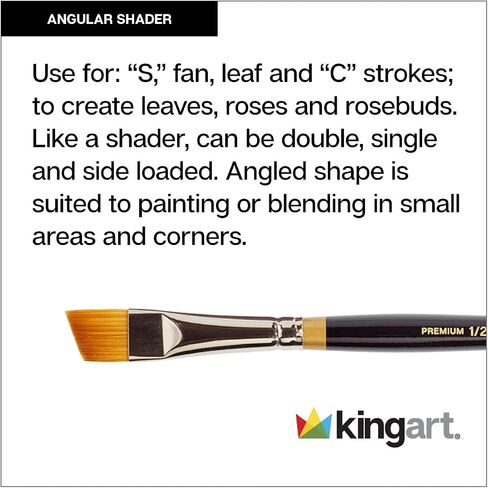 KINGART Premium Original Gold 9400-1 1/2 Angular Shader Series Artist Brush, Golden Taklon Synthetic Hair, Short Handle, for Acrylic, Watercolor, Oil and Gouache Painting, Size 1 1/2" in Kuwait