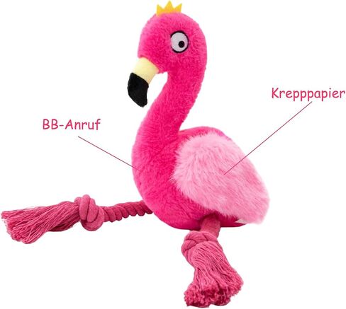 Flamingo Knot Squeaky Dog Toys with Crinkle Paper for Small and Medium Dogs,Stuffed Plush Chew Toys for Puppy to Cuddle, Curl up, Snuggle - Red in Saudi Arabia