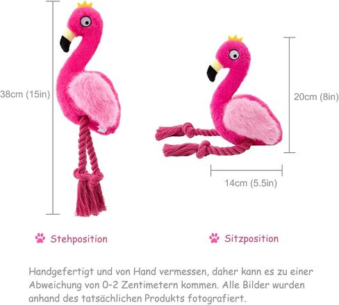 Flamingo Knot Squeaky Dog Toys with Crinkle Paper for Small and Medium Dogs,Stuffed Plush Chew Toys for Puppy to Cuddle, Curl up, Snuggle - Red in Saudi Arabia