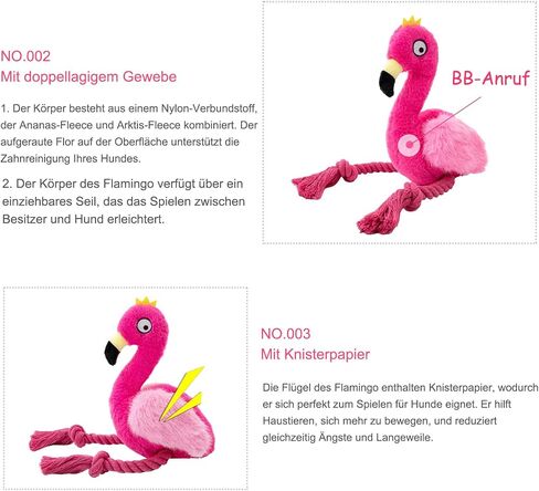 Flamingo Knot Squeaky Dog Toys with Crinkle Paper for Small and Medium Dogs,Stuffed Plush Chew Toys for Puppy to Cuddle, Curl up, Snuggle - Red in Saudi Arabia