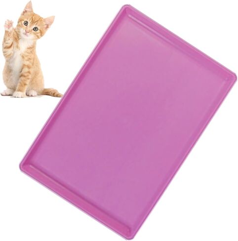Pet Food Mat Waterproof Rubber for Replacement Tray Dog Crate Cages Crates Avoid Water or Spilling Out Dishwasher Safe Pink 17.3" LX11.4 WX1.2 H in Saudi Arabia