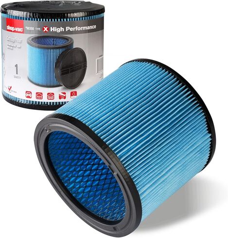 فلتر خرطوشة Shop-Vac عالي الأداء 90350/90304/90344، يناسب معظم مكانس Shop-Vac الرطبة/الجافة بسعة 4-16 جالون، ورق ترشيح من ألياف النانو عالي الكفاءة، قابل لإعادة الاستخدام، عبوة واحدة in Saudi Arabia